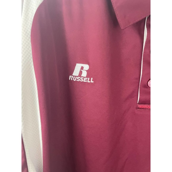 Cincinnati Reds Baseball Mens Russell Athletic Dri-Power Size XL Burgundy Collar - Picture 4 of 5